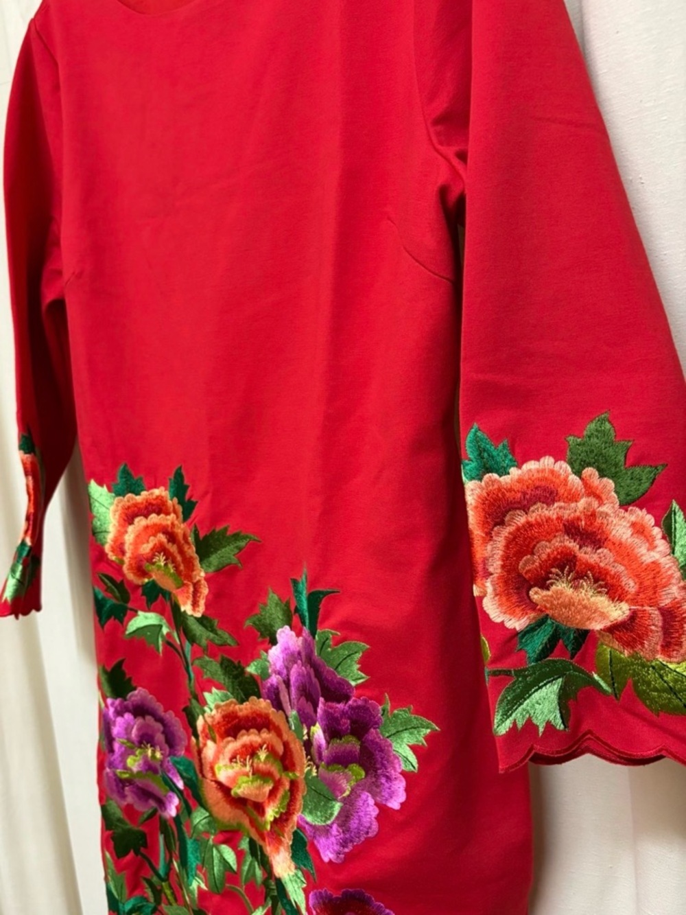 STYLEWE Red Dress with Multicolor Floral Embroidery - Picture 5 of 12